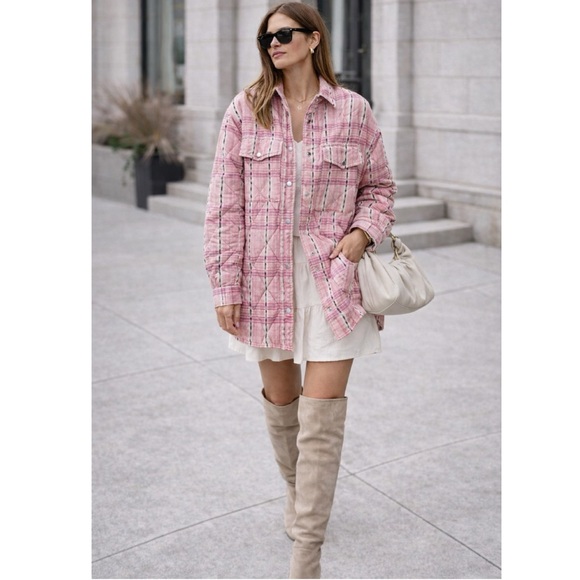 Isabel Marant Jackets & Blazers - ISABEL MARANT ETOILE $836 Mysen Quilted Cotton Jacket Pink Plaid Sz‎ M Shacket